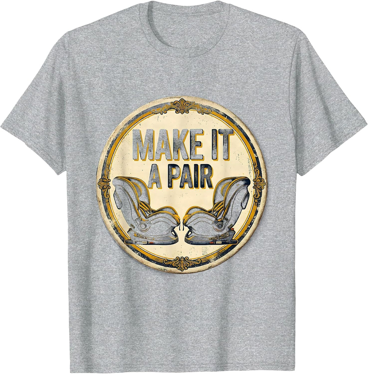 Men's Make It A Pair Vintage Twin Parents Funny Gift T-Shirt - Heather Grey