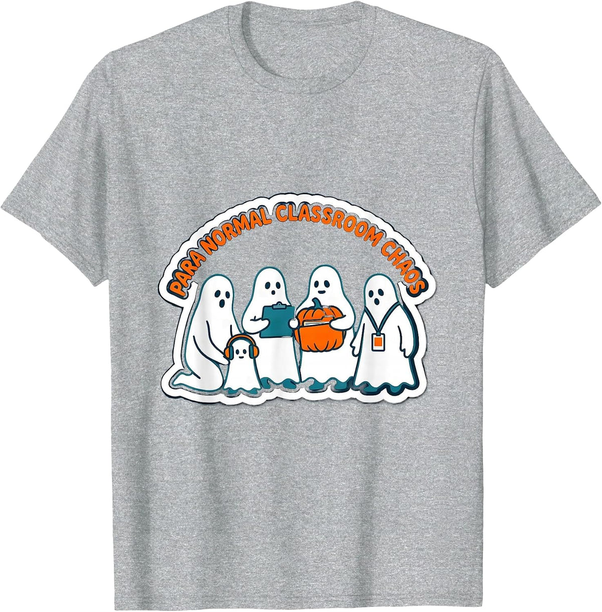 Men's Para Normal Classroom Chaos Funny Paraeducator Halloween T-Shirt - Heather Grey
