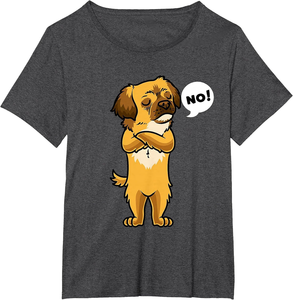 Stubborn Tibetan Spaniel Dog T-Shirt - Dark Heather Grey