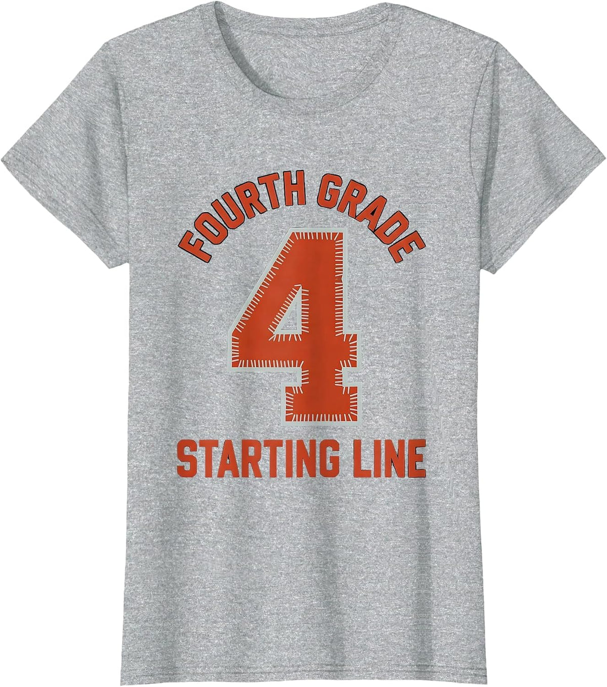 Team 4 Fourth Grade Starting Line Stencil Graphic School T-Shirt - Heather Grey