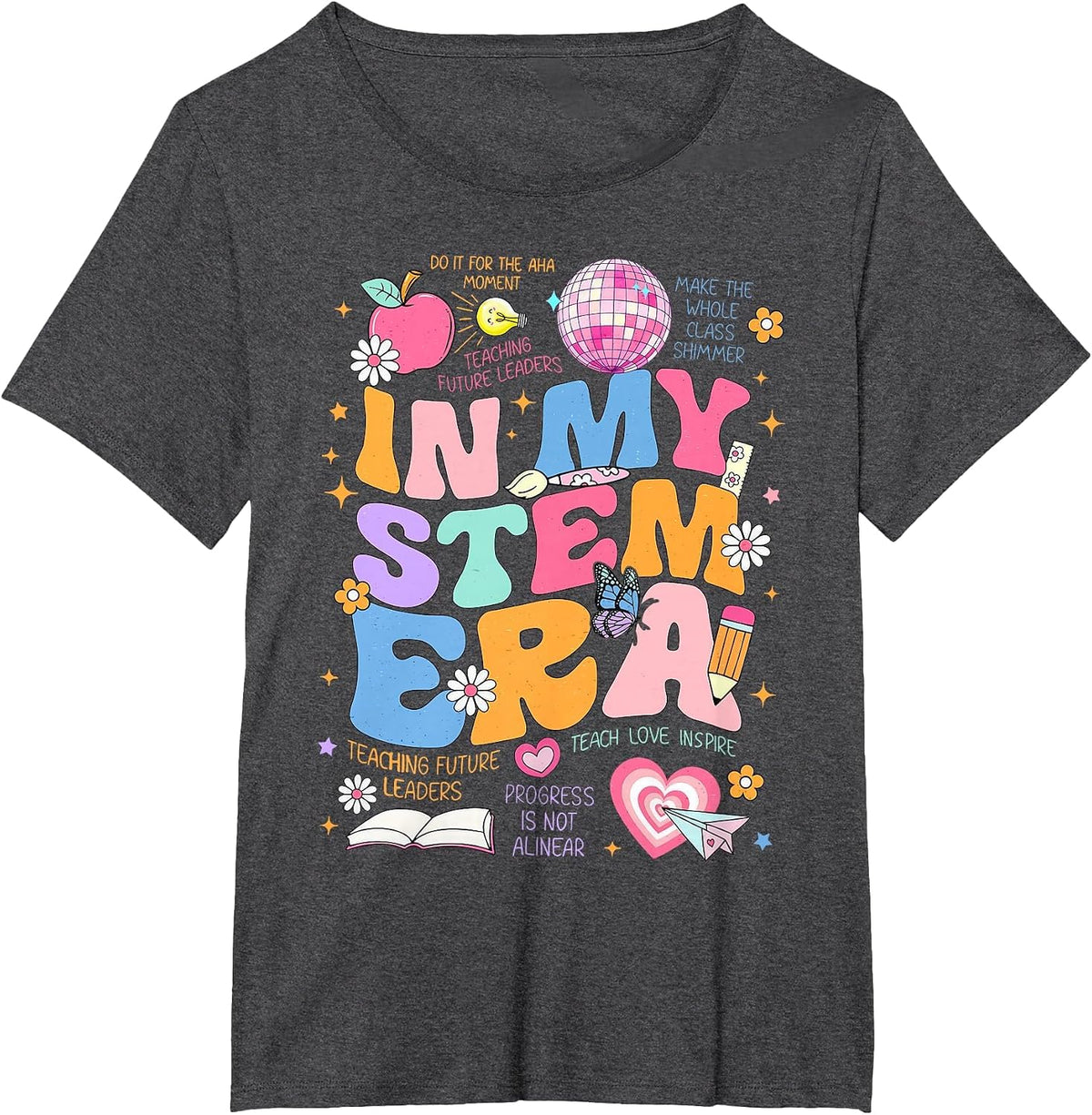 Groovy in My Stem Era Science Teacher Back to School T-Shirt - Dark Heather Grey