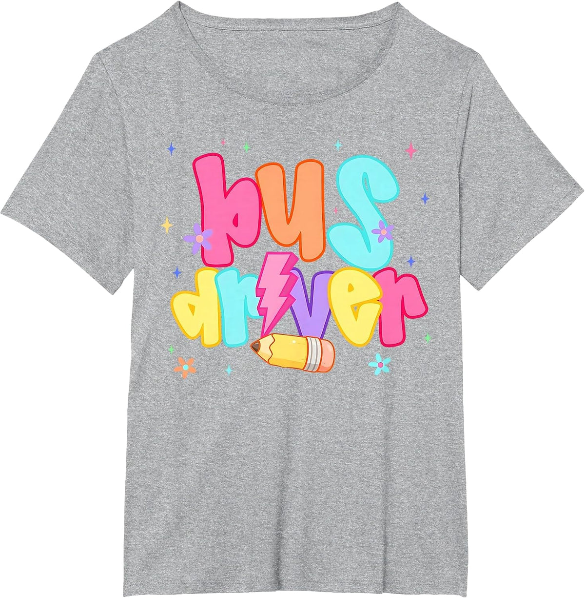 Back to School Bus Driver First Day Men Women Lighting T-Shirt - Heather Grey