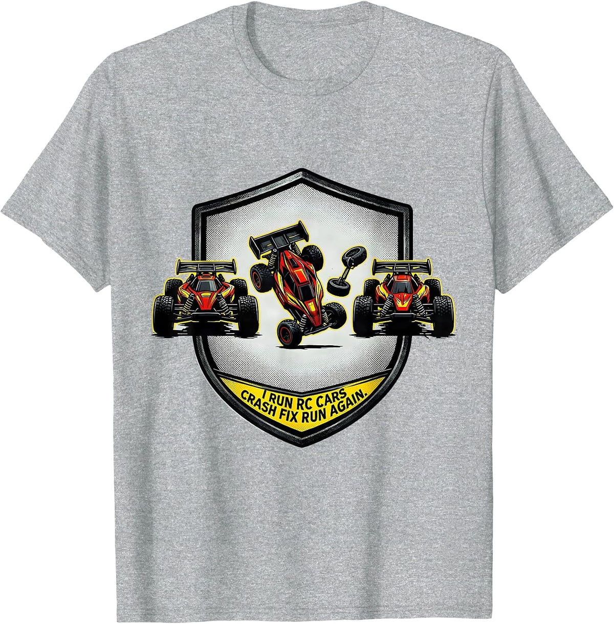Men's I Run RC Cars, Crash, Fix, Run Again Funny RC Racer Gift T-Shirt - Heather Grey