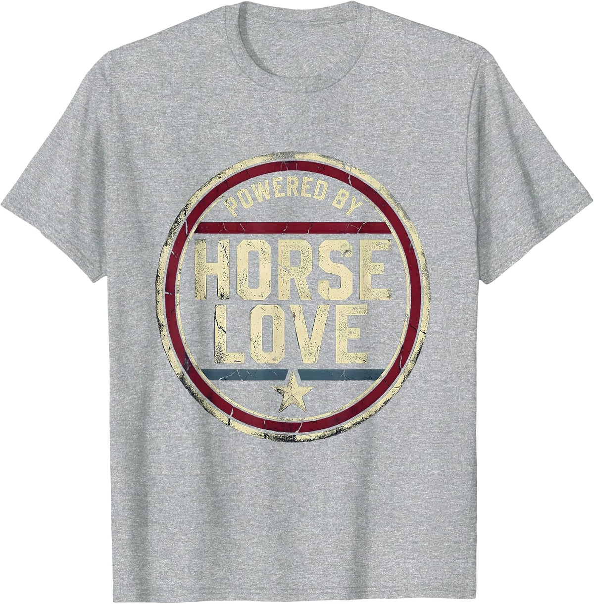 Men's Powered by Horse Love Equestrian Design T-Shirt - Heather Grey
