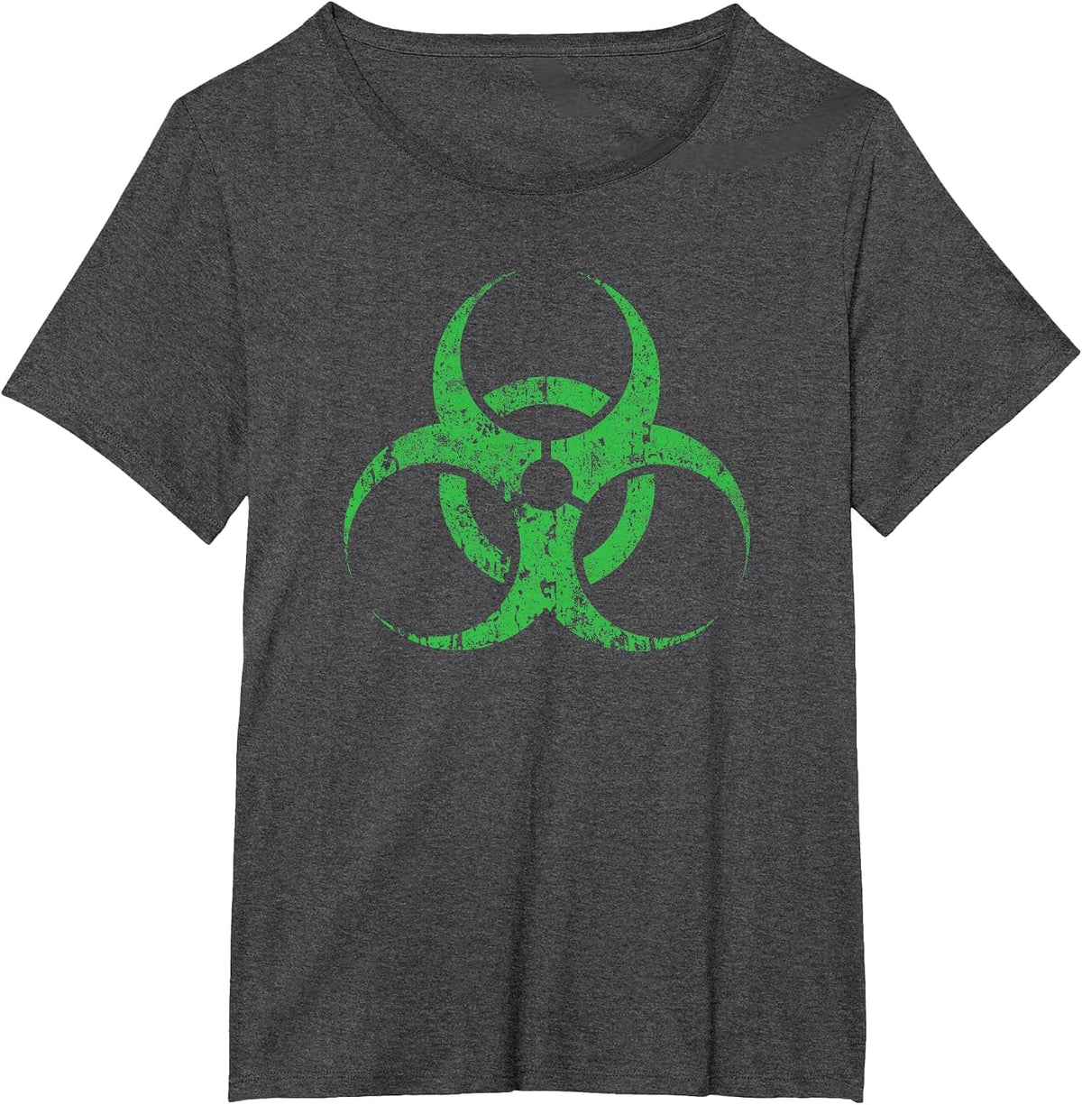 Biohazard Symbol Vintage Green Funny Halloween T-Shirt - Dark Heather Grey