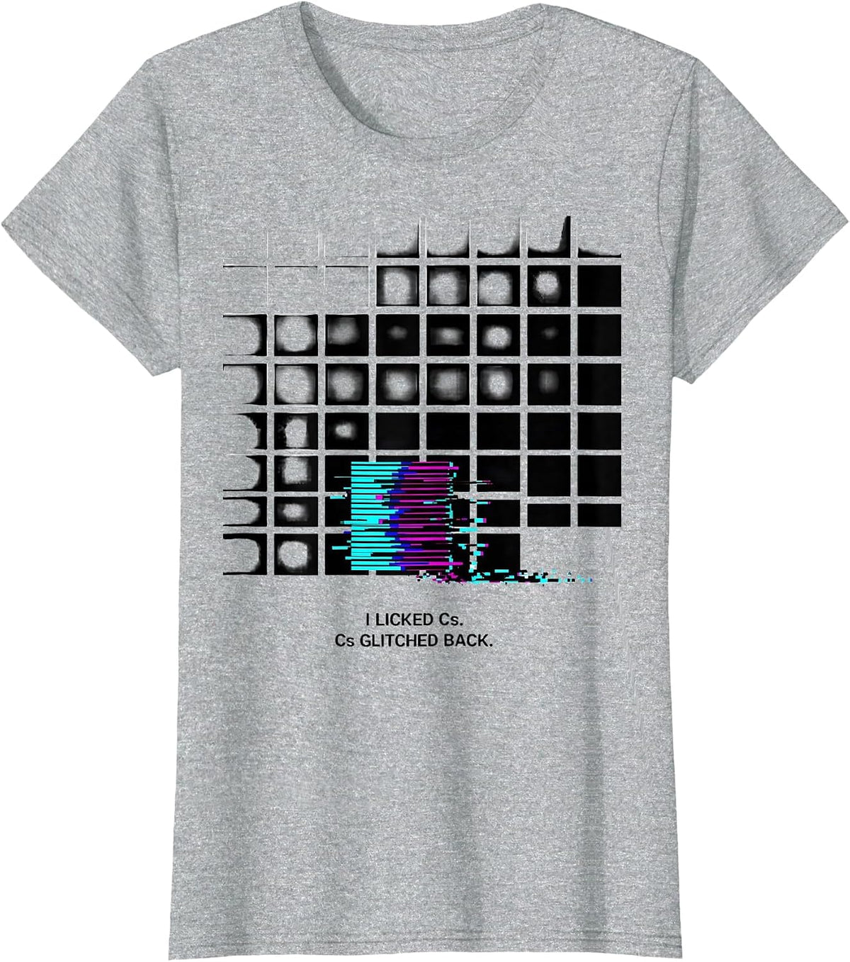 Women's I Licked Cs. Cs Glitched Back Funny Periodic Table Science T-Shirt - Heather Grey
