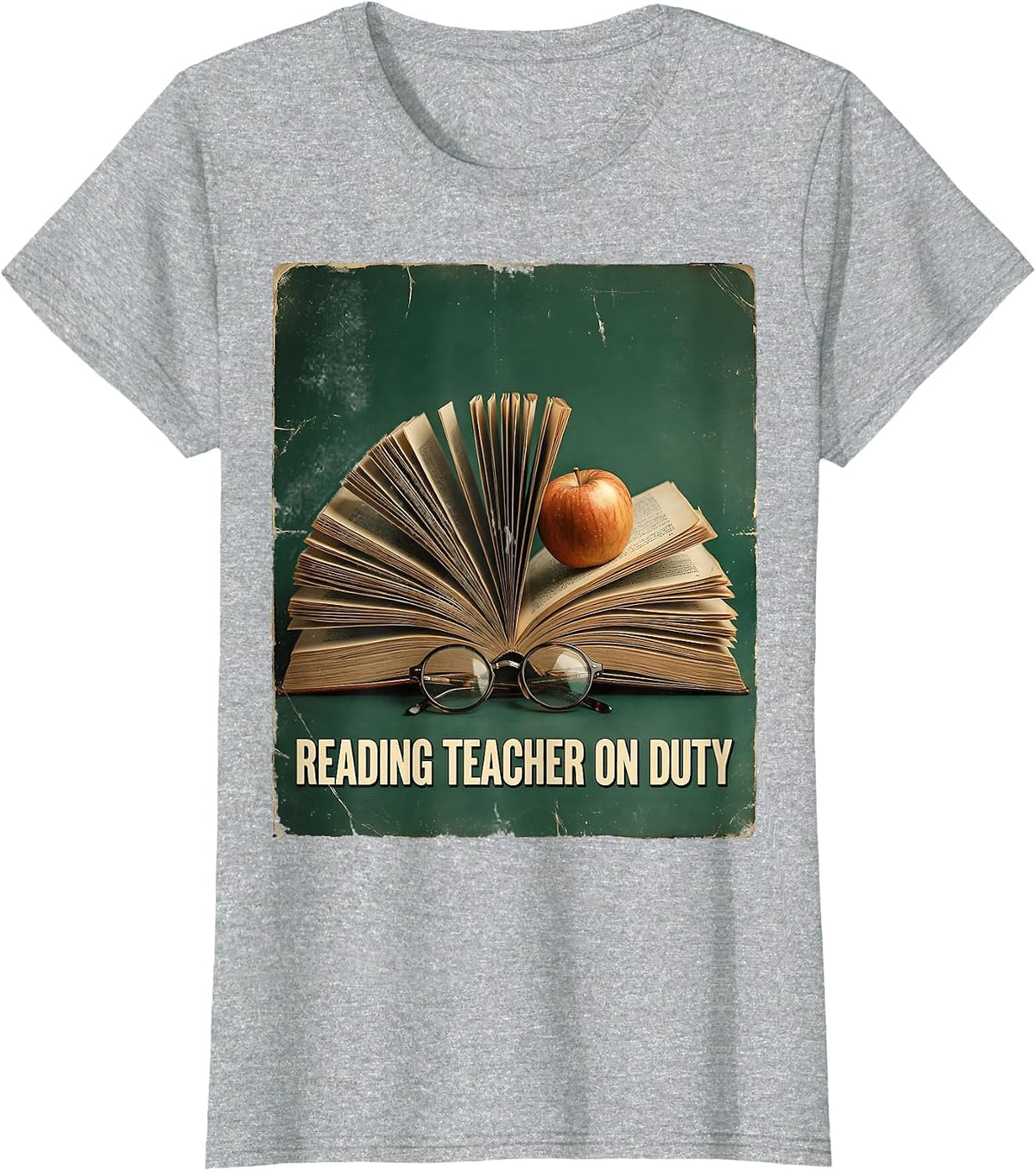 Reading Teacher On Duty Educator Design T-Shirt - Heather Grey