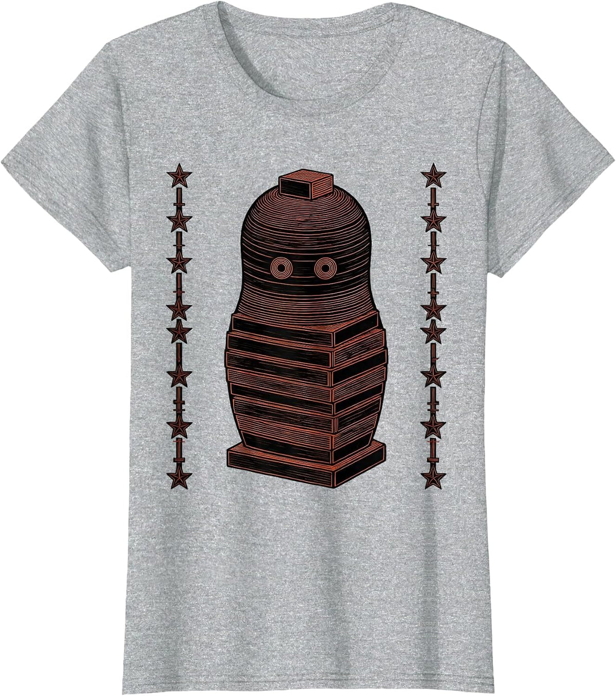 Nested Matryoshka Silhouette Soviet Russian Nostalgia Retro T-Shirt - Heather Grey