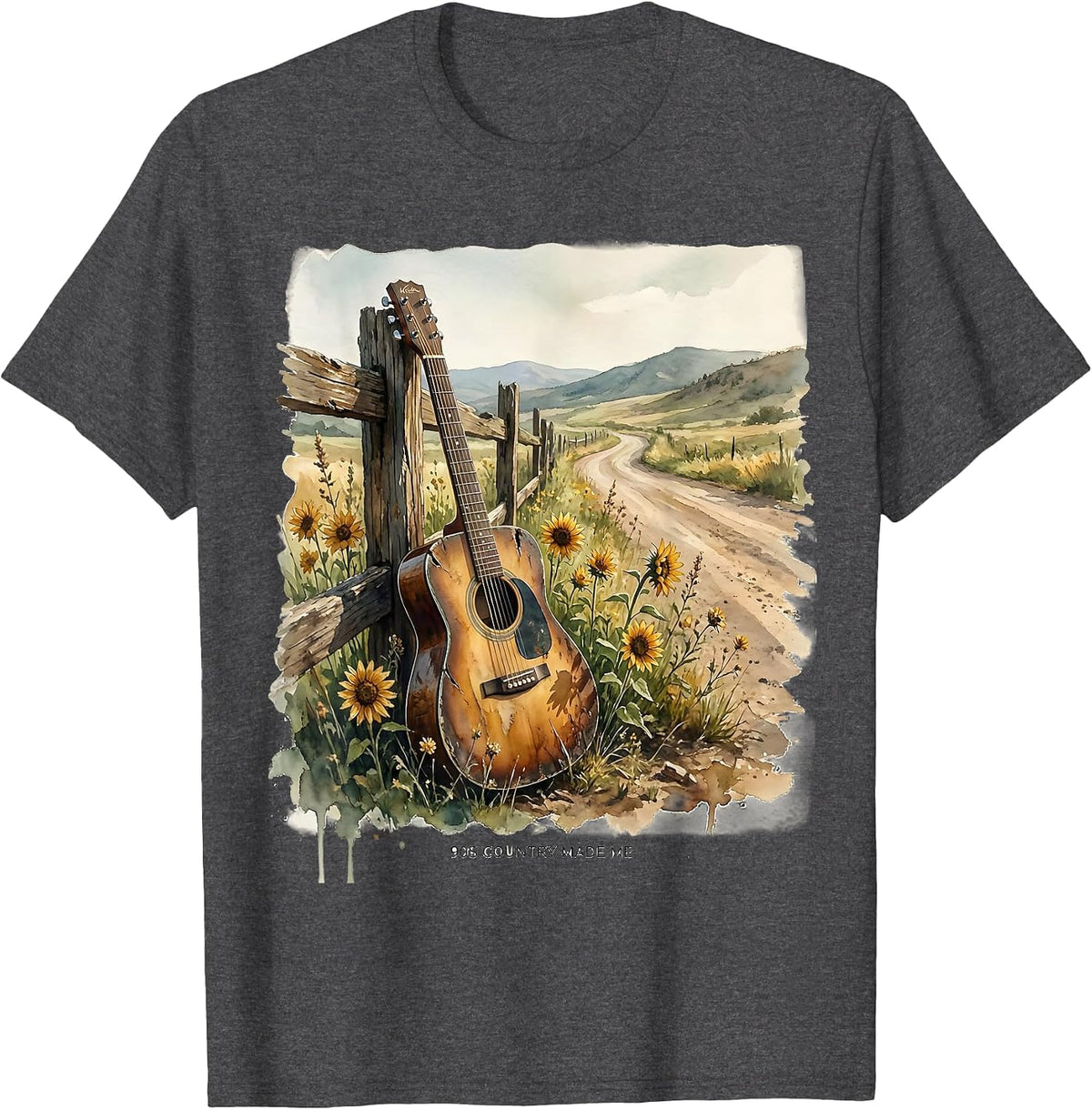Men's 90s Country Made Me Nostalgic Music Design T-Shirt - Dark Heather Grey