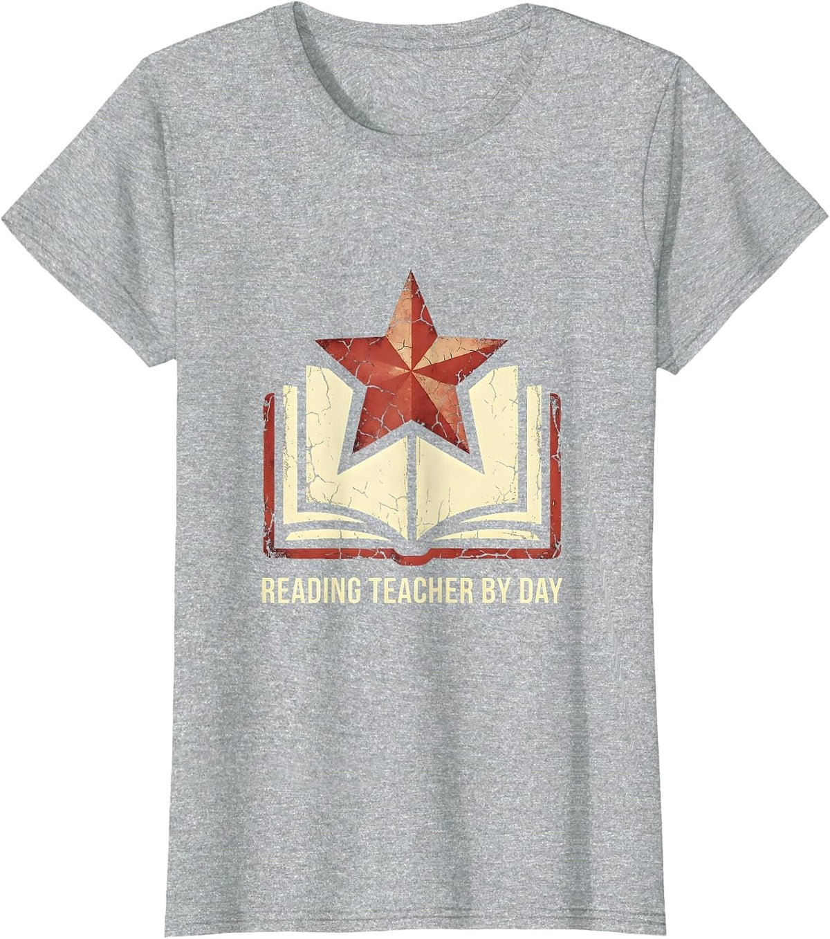 Reading Teacher by Day Bookworm Educator Design T-Shirt - Heather Grey