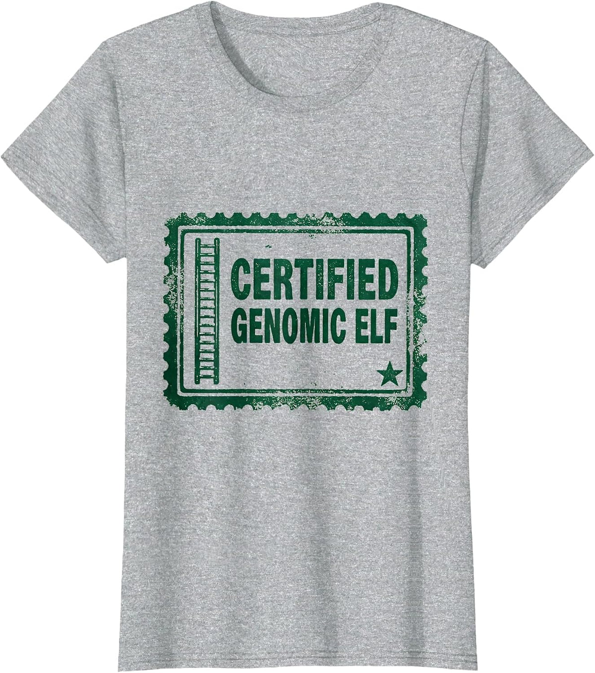 Certified Genomic Elf Rubber Stamp Science Teacher DNA Helix T-Shirt - Heather Grey