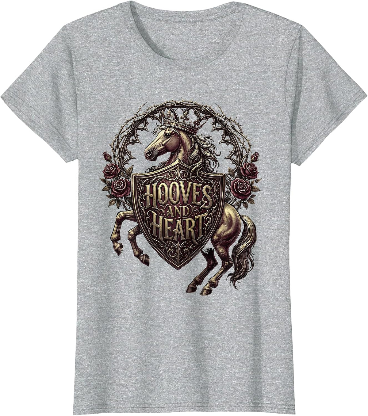 Hooves and Heart Horse Lover Women Design T-Shirt - Heather Grey