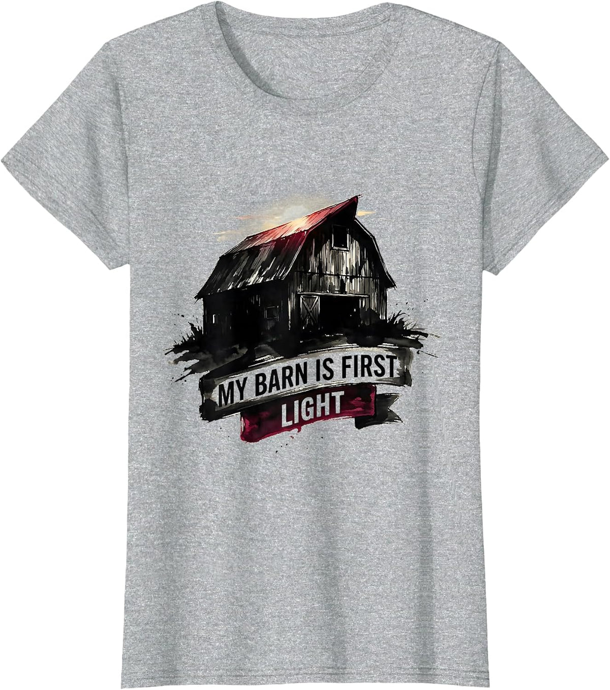 My Barn Is First Light Vintage Horse Lover Humor T-Shirt - Heather Grey