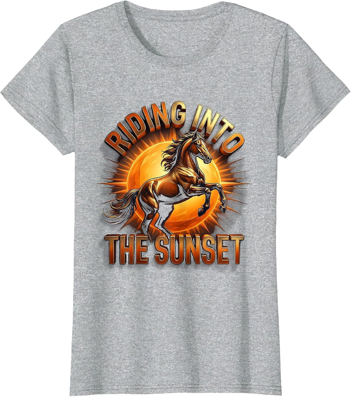 Riding Into the Sunset Horse Lover Design T-Shirt - Heather Grey