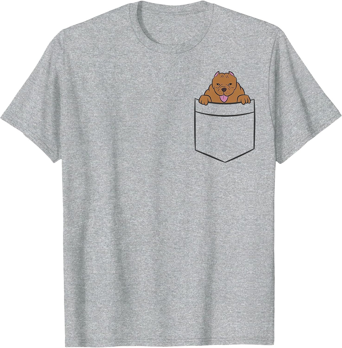 American Bully in The Pocket Cute American Bully T-Shirt - Heather Grey