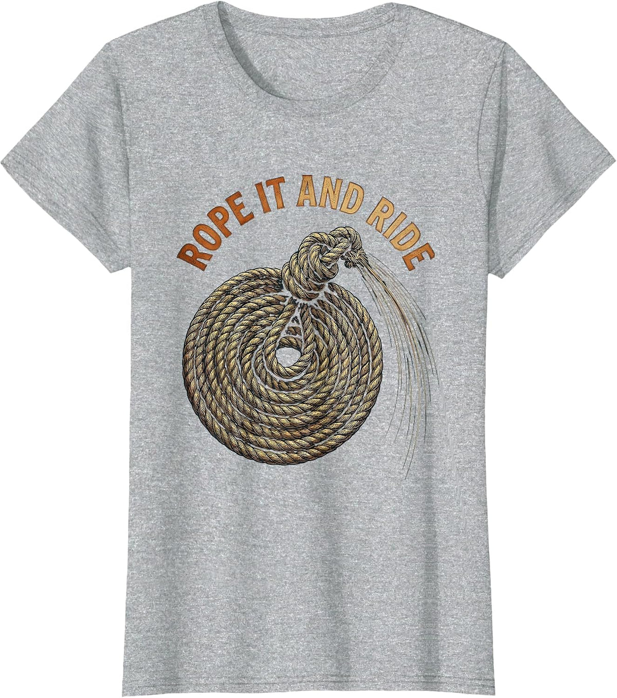 Rope It and Ride Western Cowboy Design T-Shirt - Heather Grey