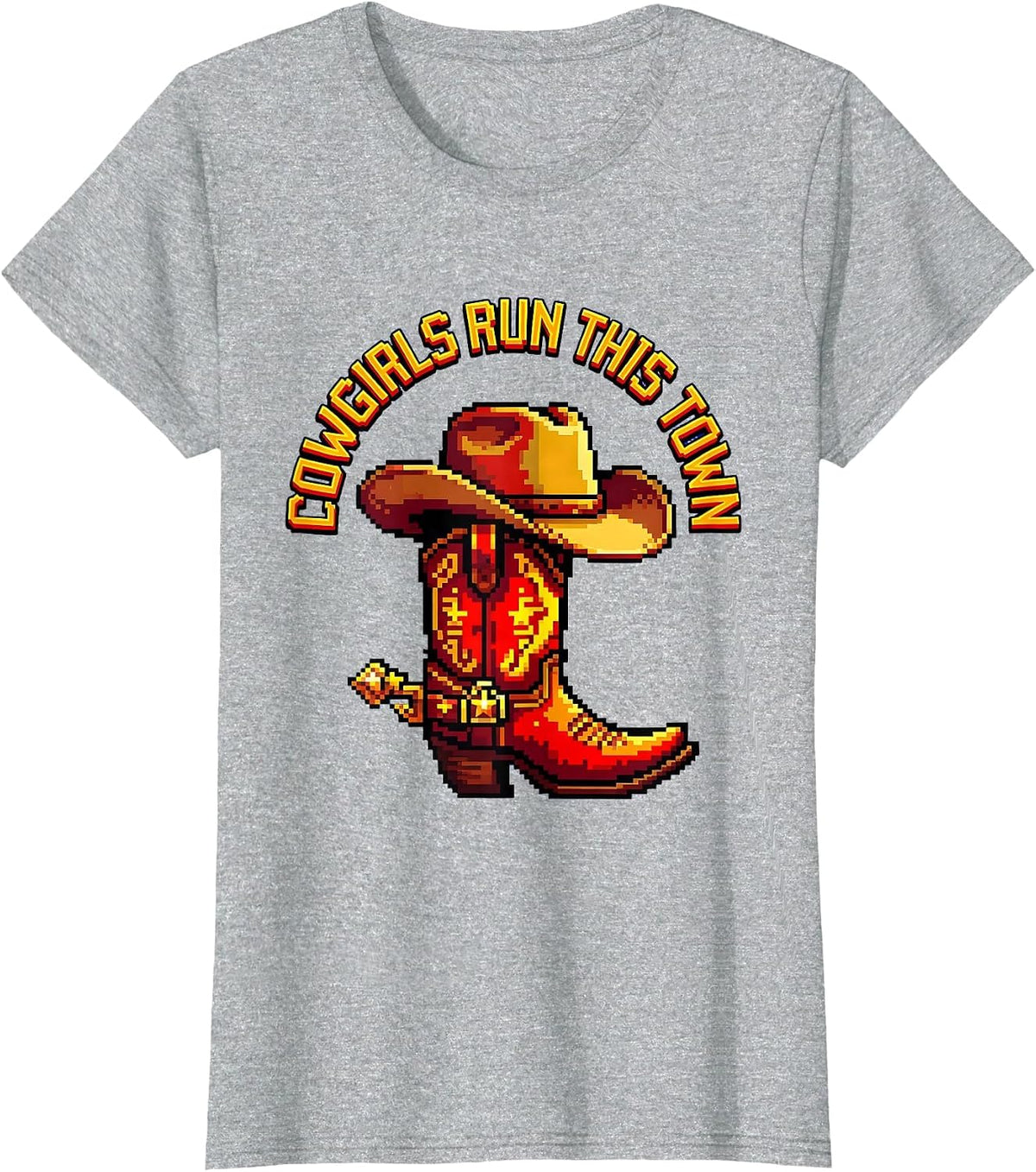 Cowgirls Run This Town Western Graphic Design T-Shirt - Heather Grey