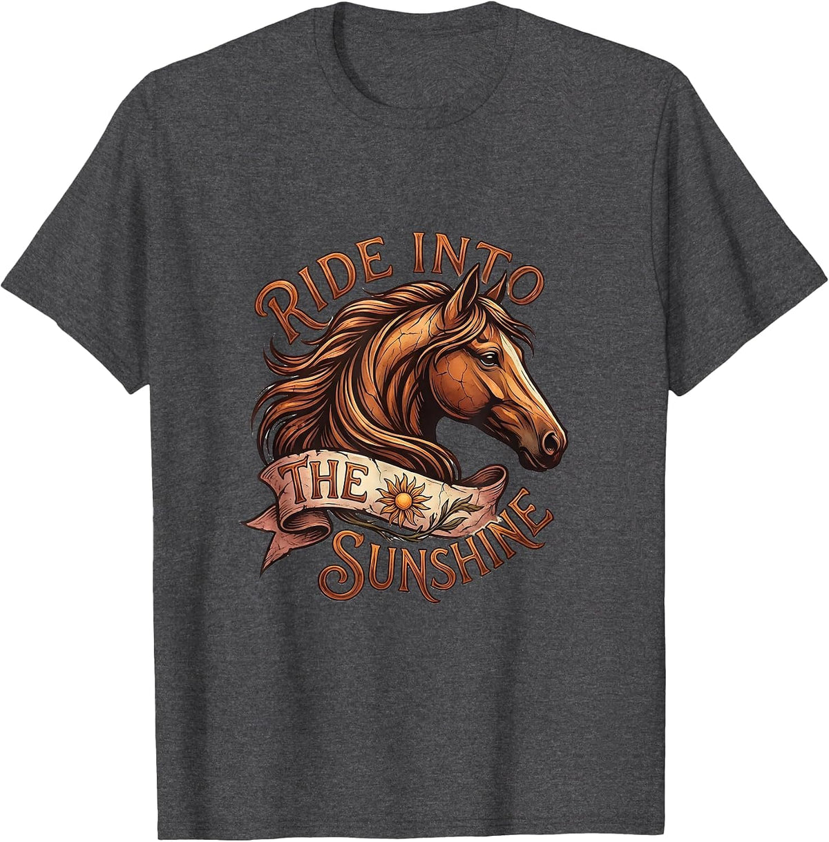 Ride Into the Sunshine Horse Lover Summer Design T-Shirt - Dark Heather Grey