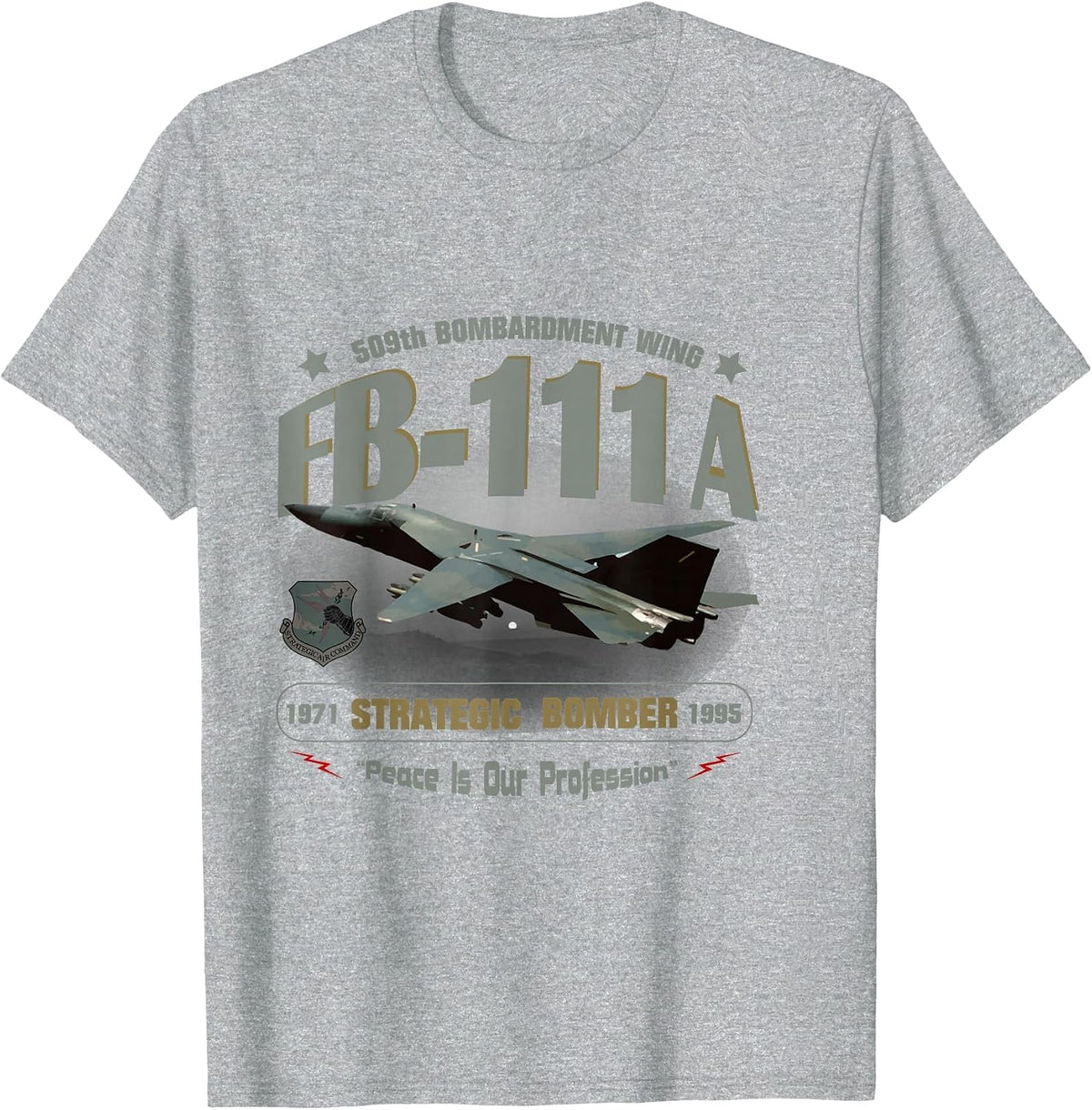 FB-111A 509th Bombardment Wing-Pease AFB T-Shirt - Heather Grey