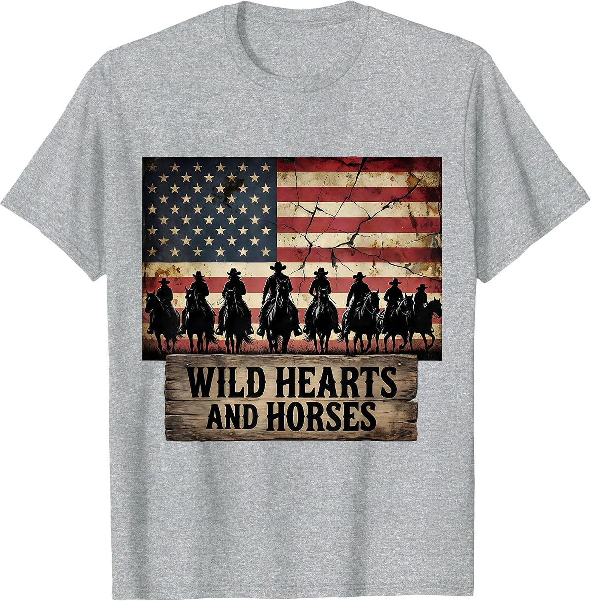 Men's Wild Hearts and Horses Equestrian Design T-Shirt - Heather Grey