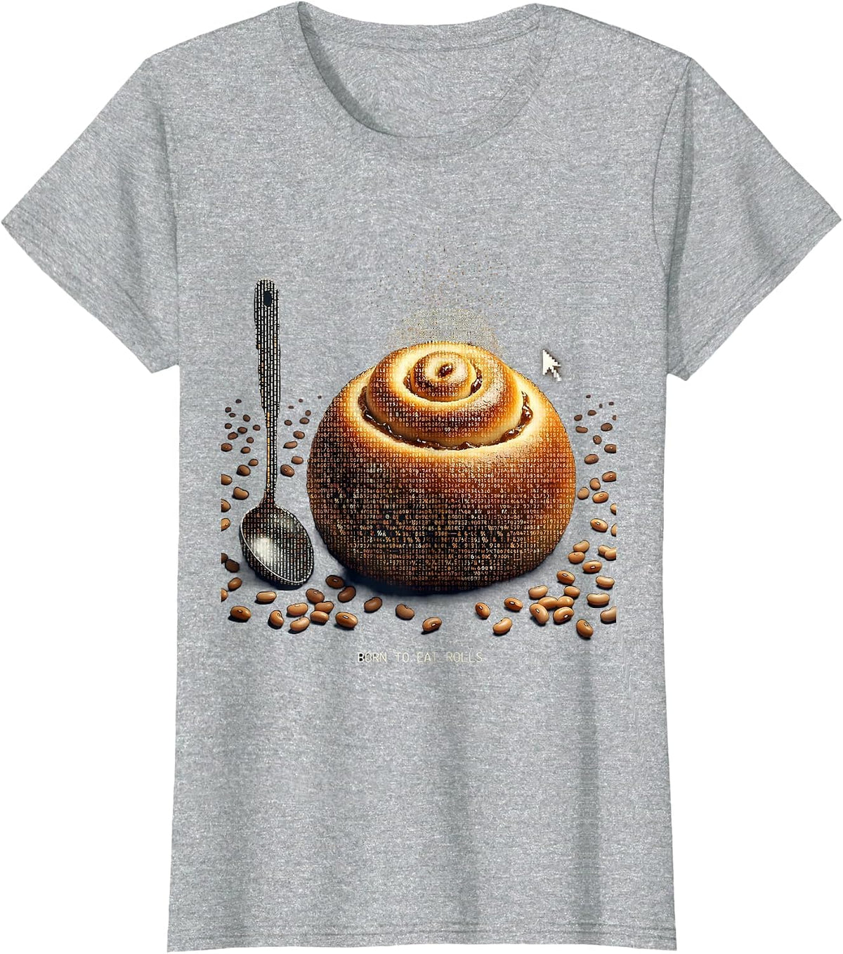 Born to Eat Rolls Thanksgiving Food Lover Design T-Shirt - Heather Grey