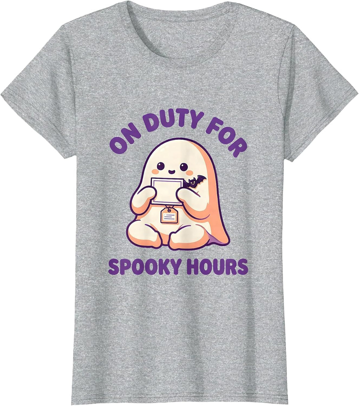 On Duty For Spooky Hours Cute Kawaii Ghost SPED T-Shirt - Heather Grey