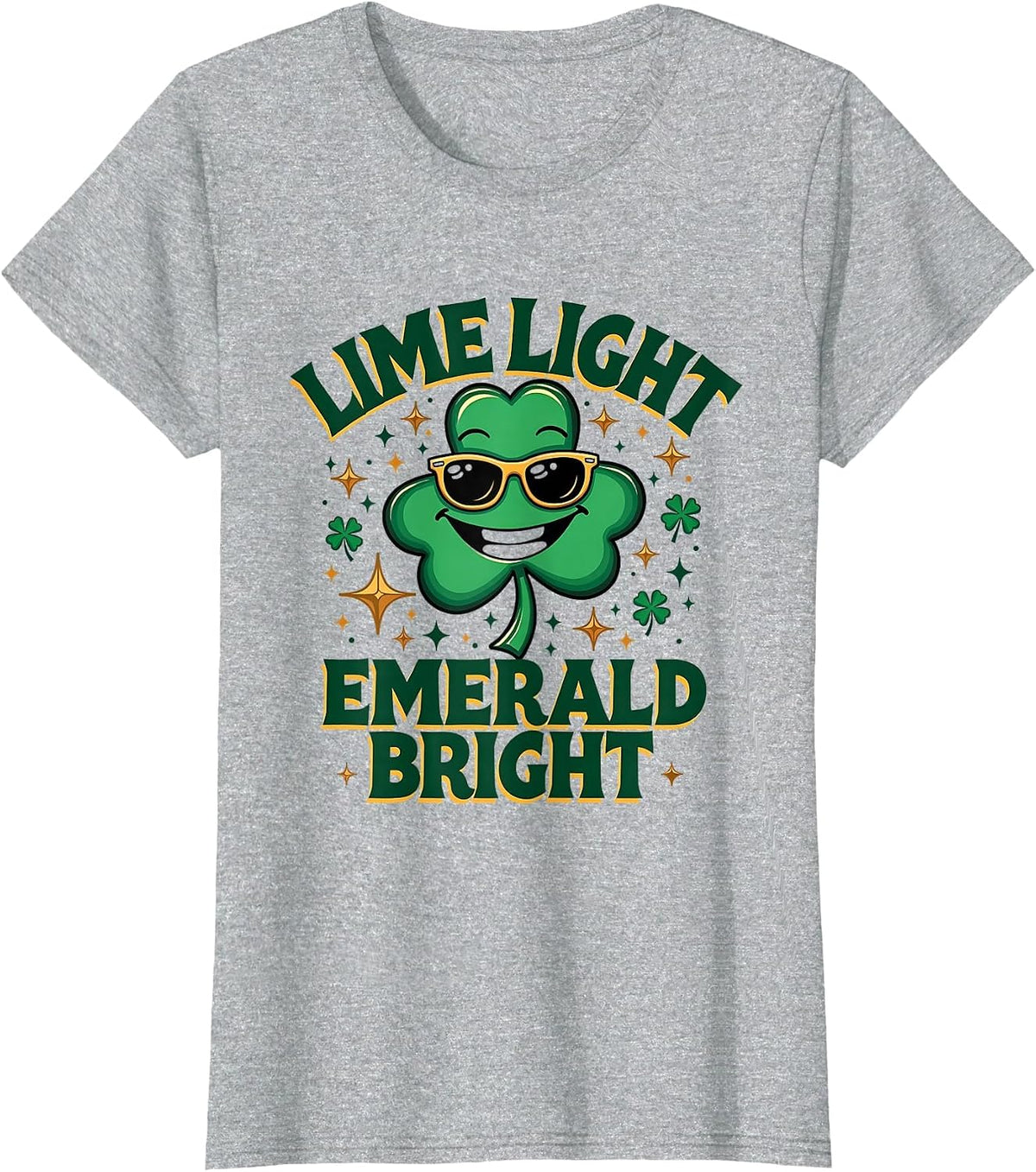 Lime Light Emerald Bright St Patricks Day Design T-Shirt - Heather Grey