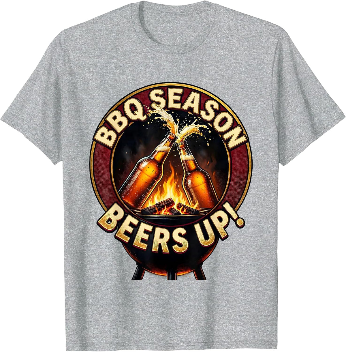 Men's BBQ Season Beers Up Labor Day Toast Design T-Shirt - Heather Grey