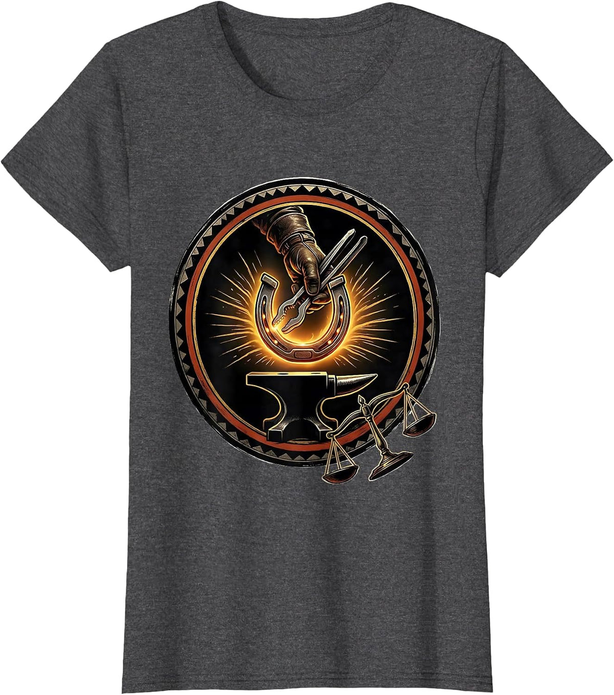 Women's Sealed Forge Badge Blacksmith Humor Metalworking Hobbyist T-Shirt - Dark Heather Grey