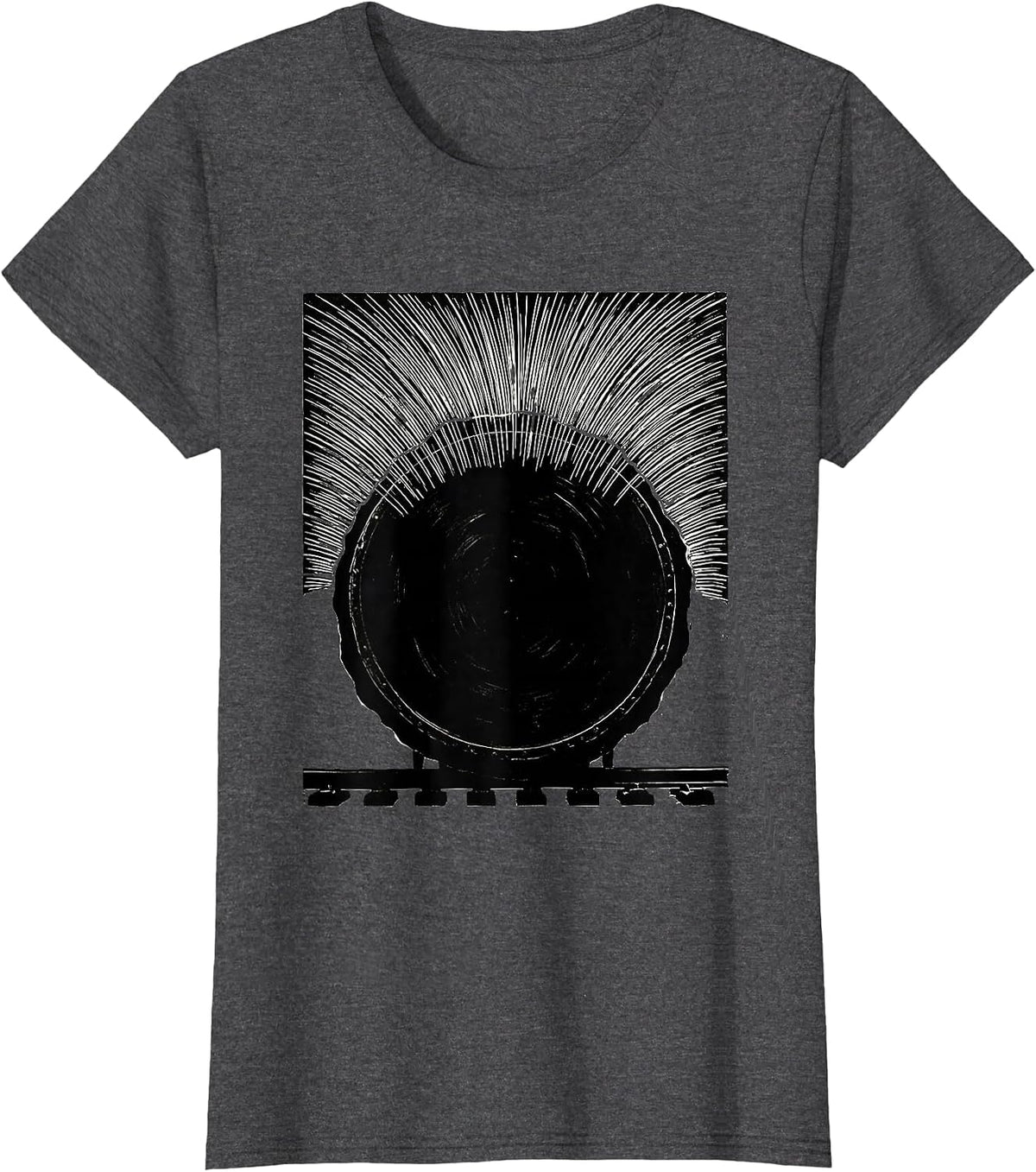 Women's Locomotive Water Hatch Funny Train Enthusiast Model Railroad T-Shirt - Dark Heather Grey