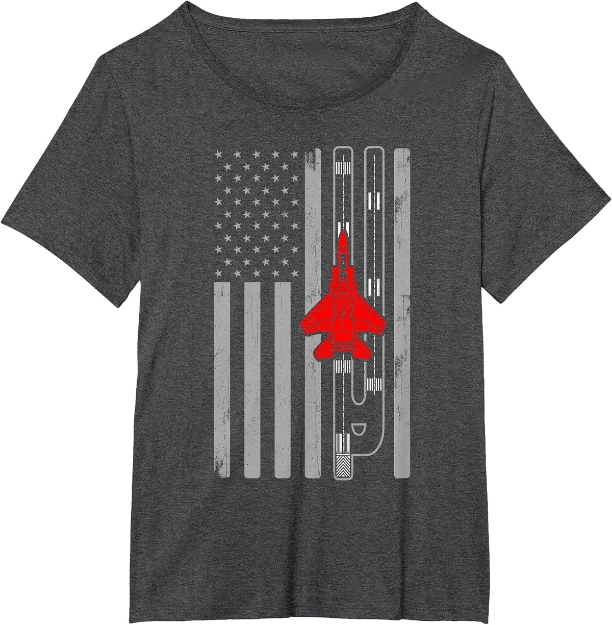 F-15 Eagle Fighter Jet Plane American Flag F15 T-Shirt - Dark Heather Grey