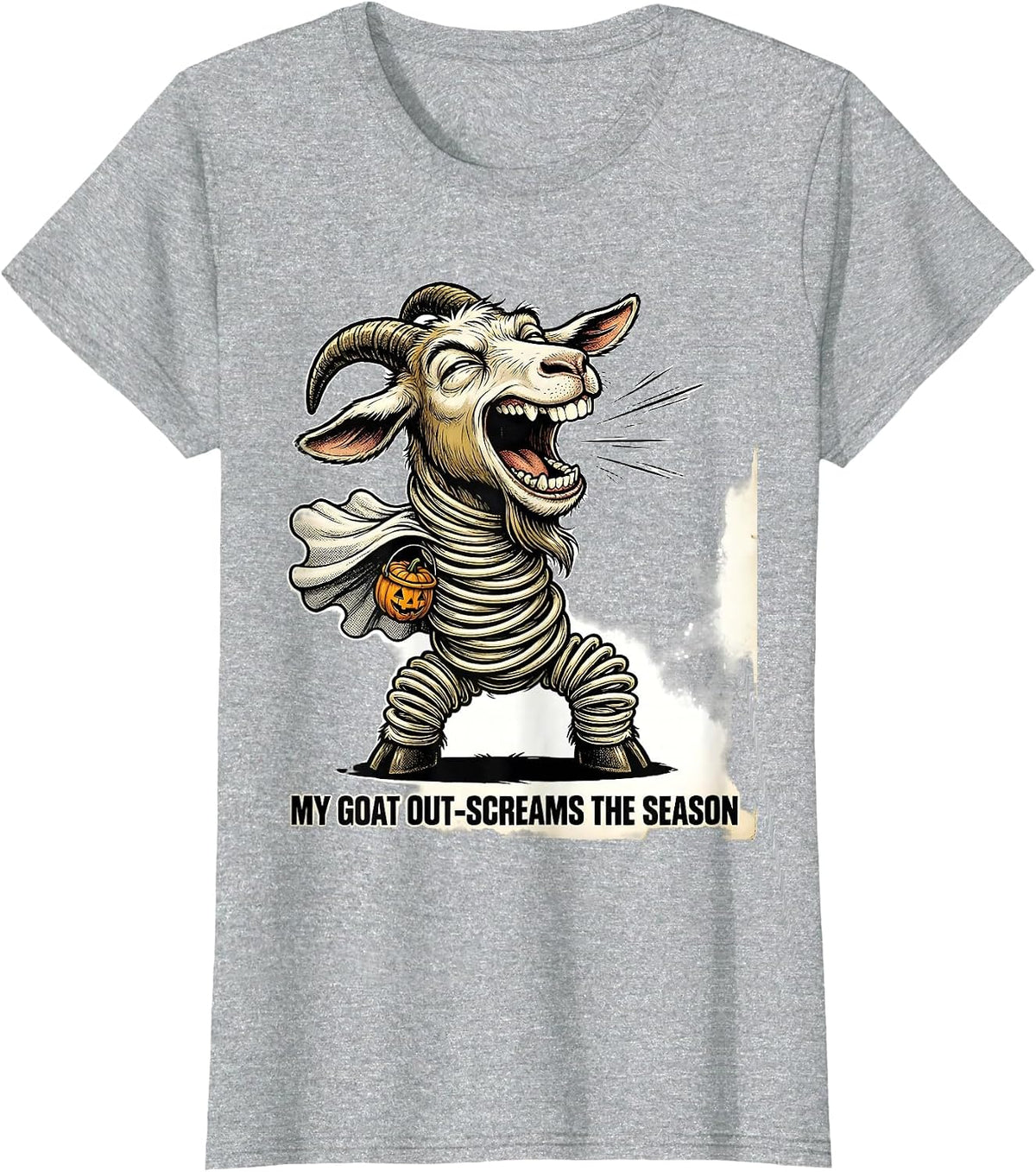 My Goat Out-Screams The Season Funny Goat Lover Halloween T-Shirt - Heather Grey
