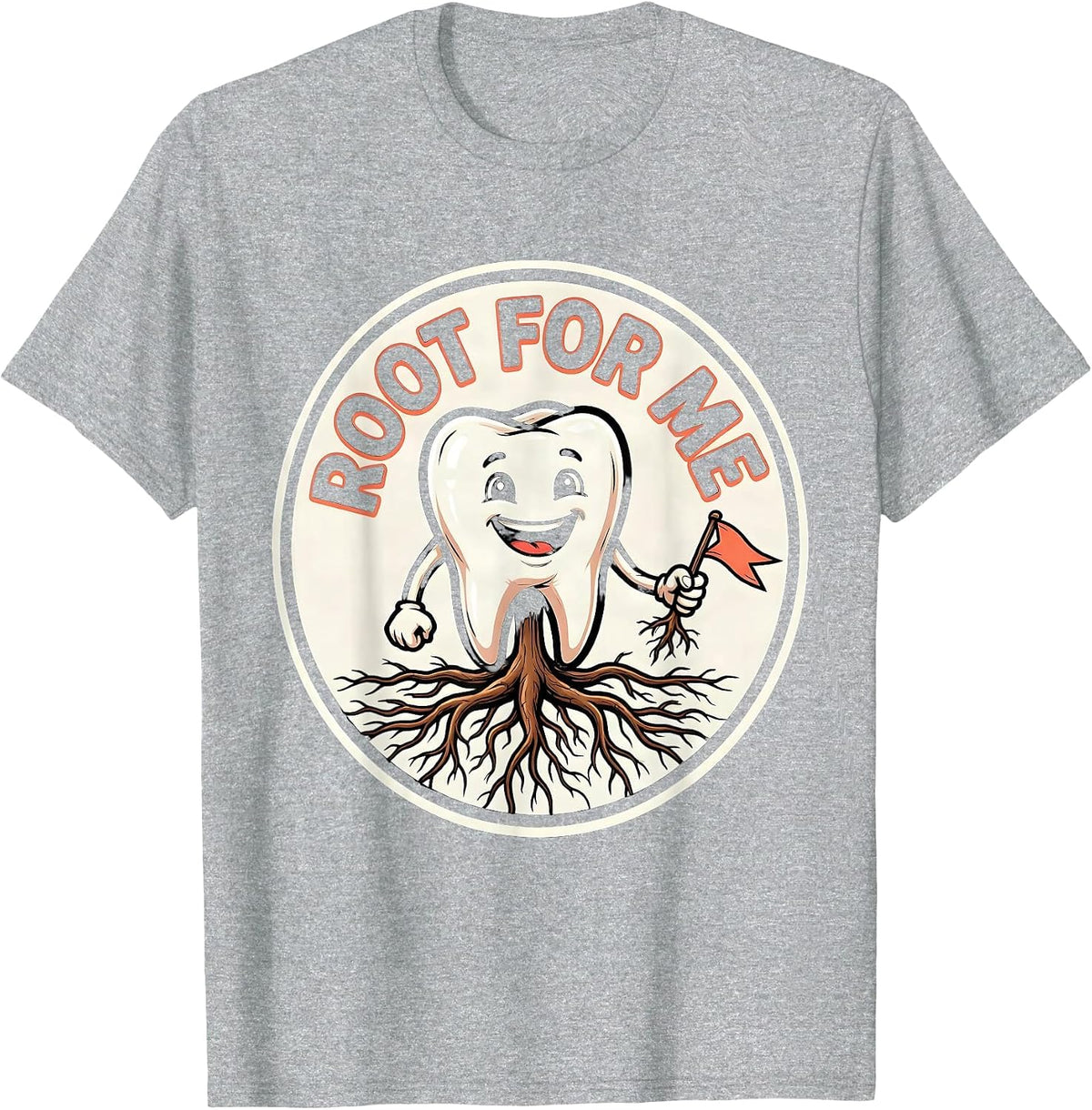 Men's Root For Me Funny Dental Hygienist Humor Cartoon T-Shirt - Heather Grey