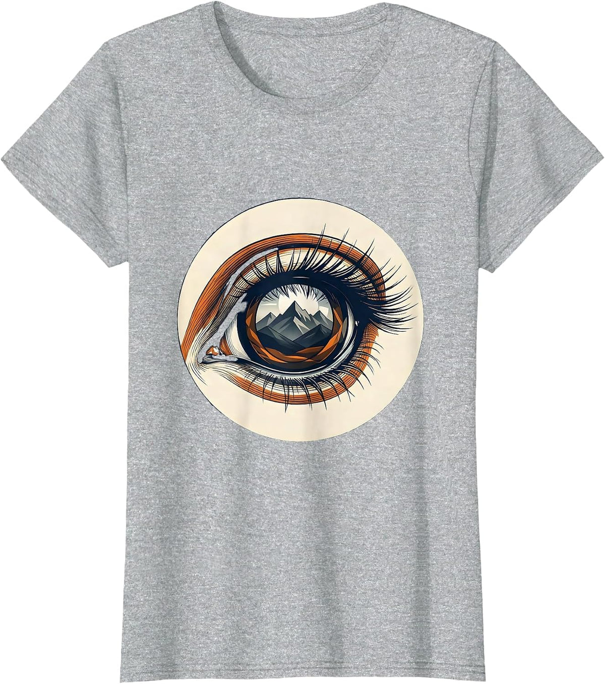 Horse Eye Reflecting Mountains Close-Up Art T-Shirt - Heather Grey