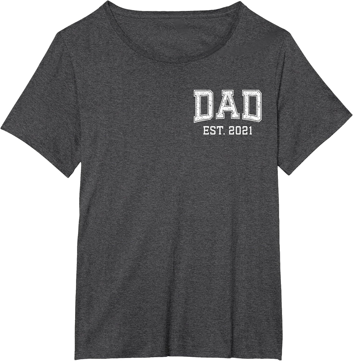 Dad Est 2021 Custom Dad Personalized Fathers Day Customized T-Shirt - Dark Heather Grey