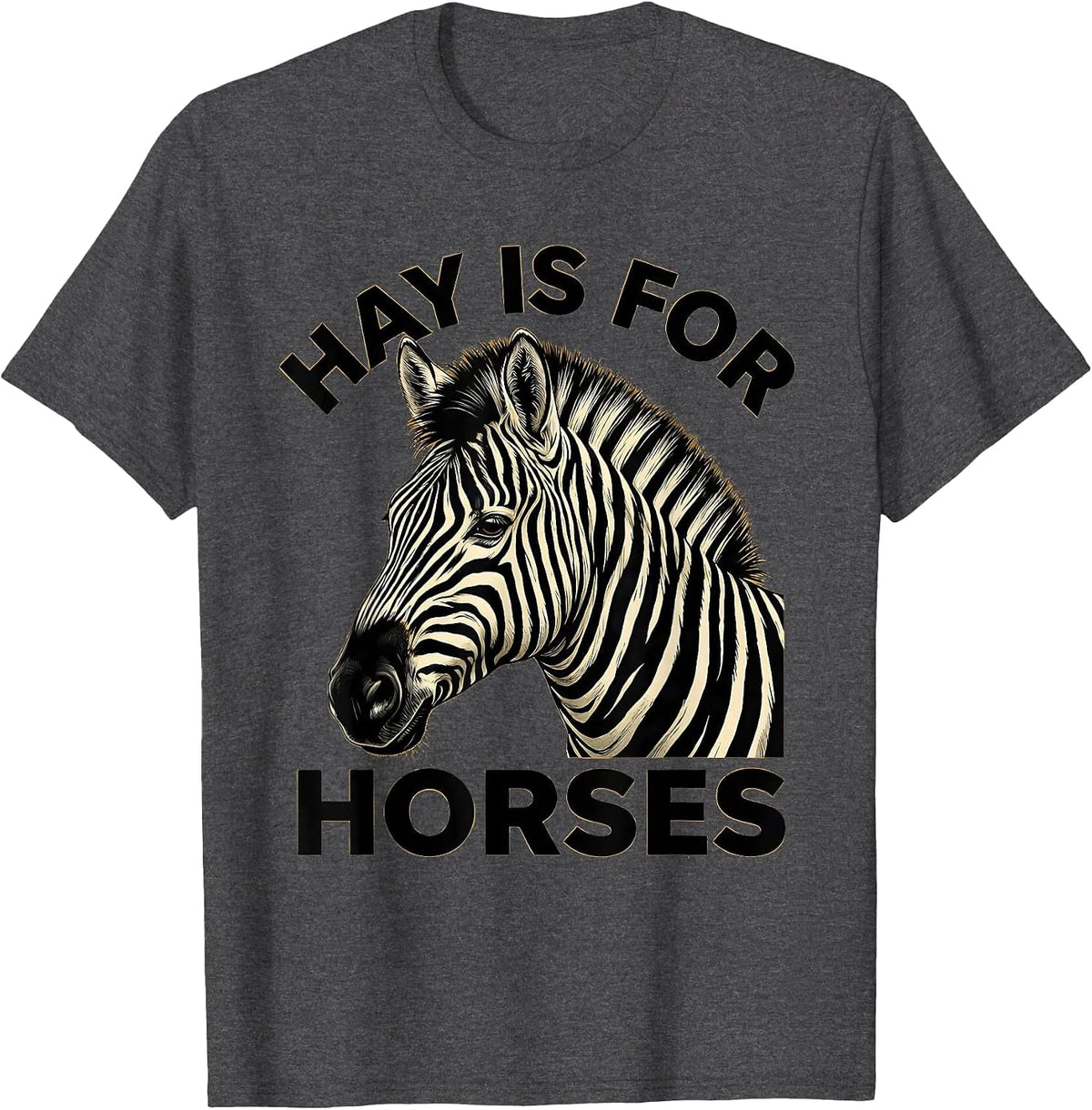 Hay Is For Horses Funny Equestrian Design T-Shirt - Dark Heather Grey