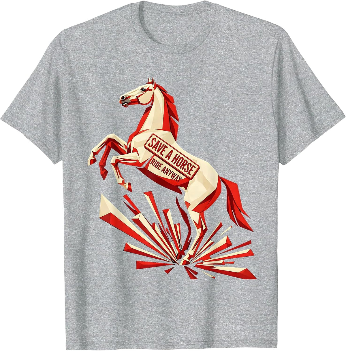 Men's Save a Horse Ride Anyway Funny Equestrian Design T-Shirt - Heather Grey