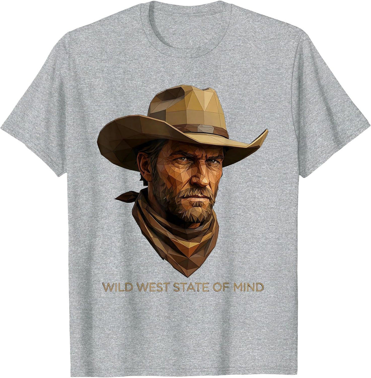 Men's Wild West State of Mind Cowboy Design T-Shirt - Heather Grey