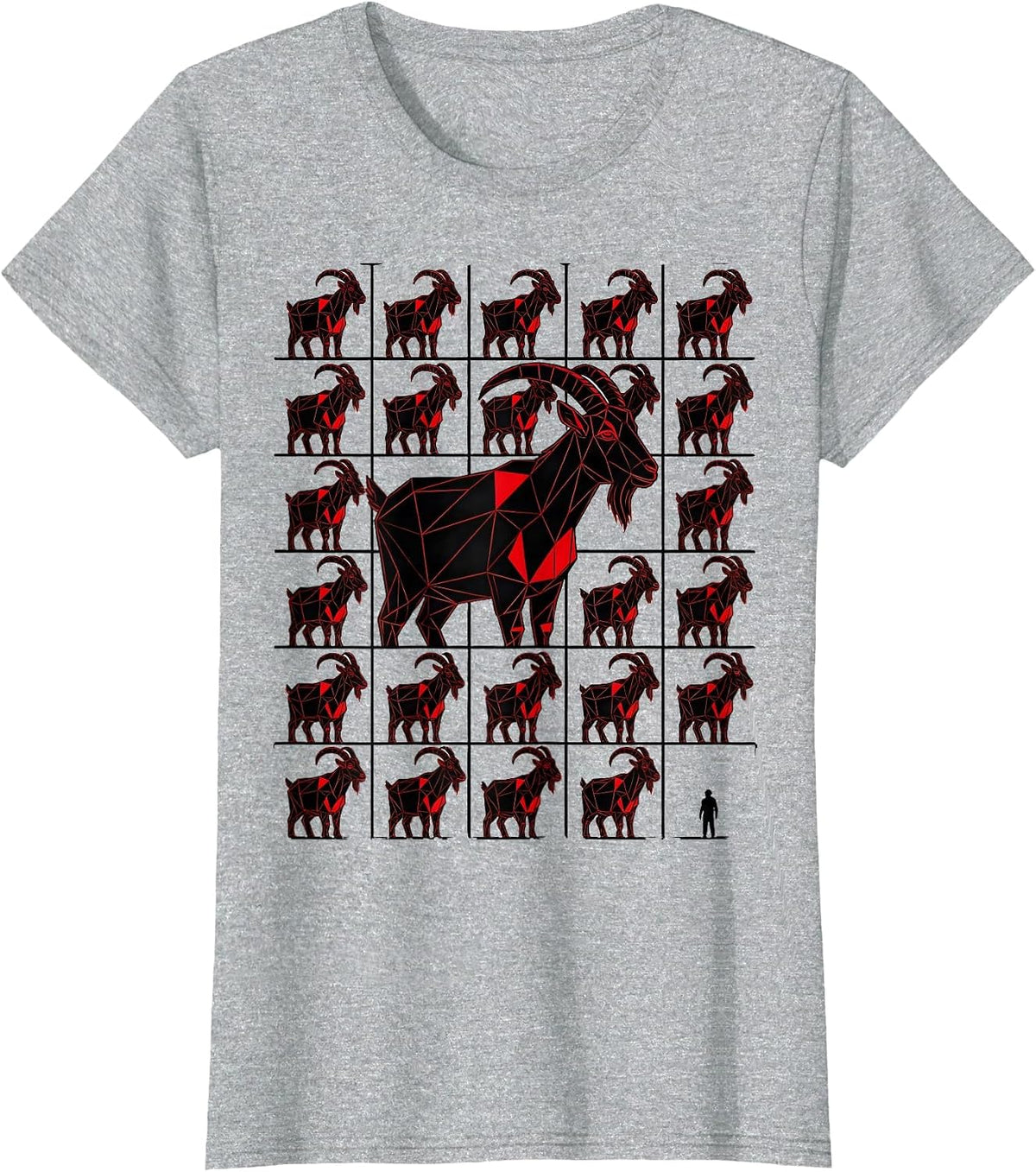 Goat Grid Art Funny Goat Lover Farmer Gift T-Shirt - Heather Grey