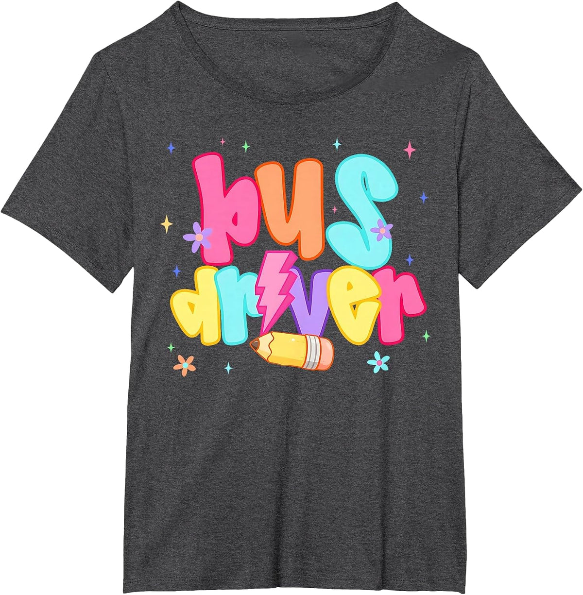 Back to School Bus Driver First Day Men Women Lighting T-Shirt - Dark Heather Grey