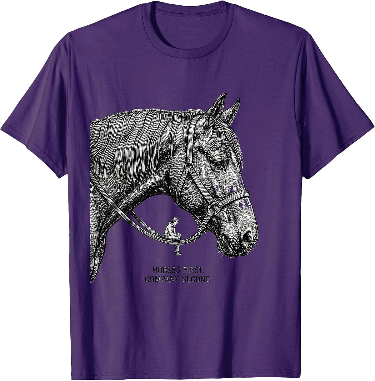 Men's Horses First Company Second Line Art Horse Lover Gift T-Shirt - Purple