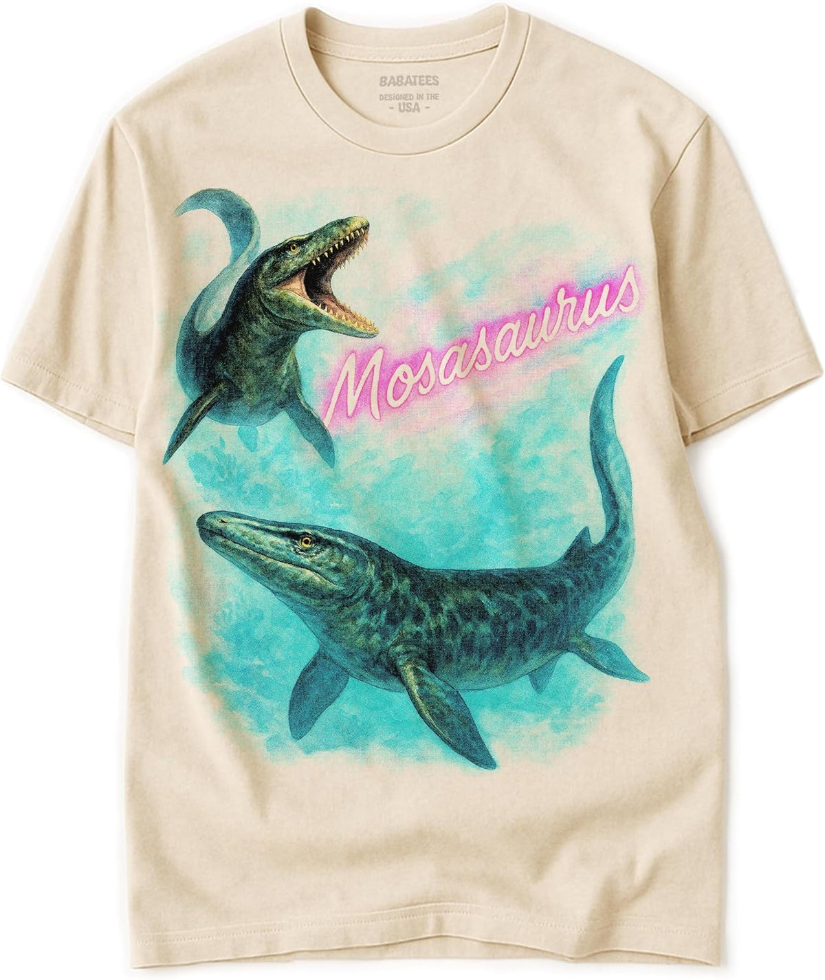 Dinosaur Tshirt for Men & Women - 100% Natural, Raw & Undyed Heavyweight Cotton - Mosasaurus