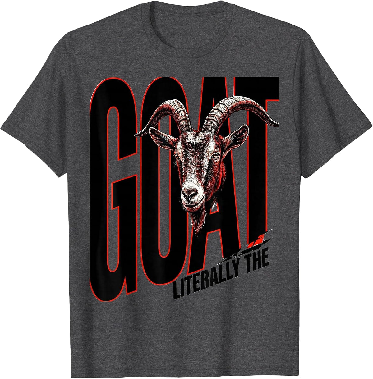 Literally The Goat New Wave Typography Minimalist Goat Lover T-Shirt - Dark Heather Grey