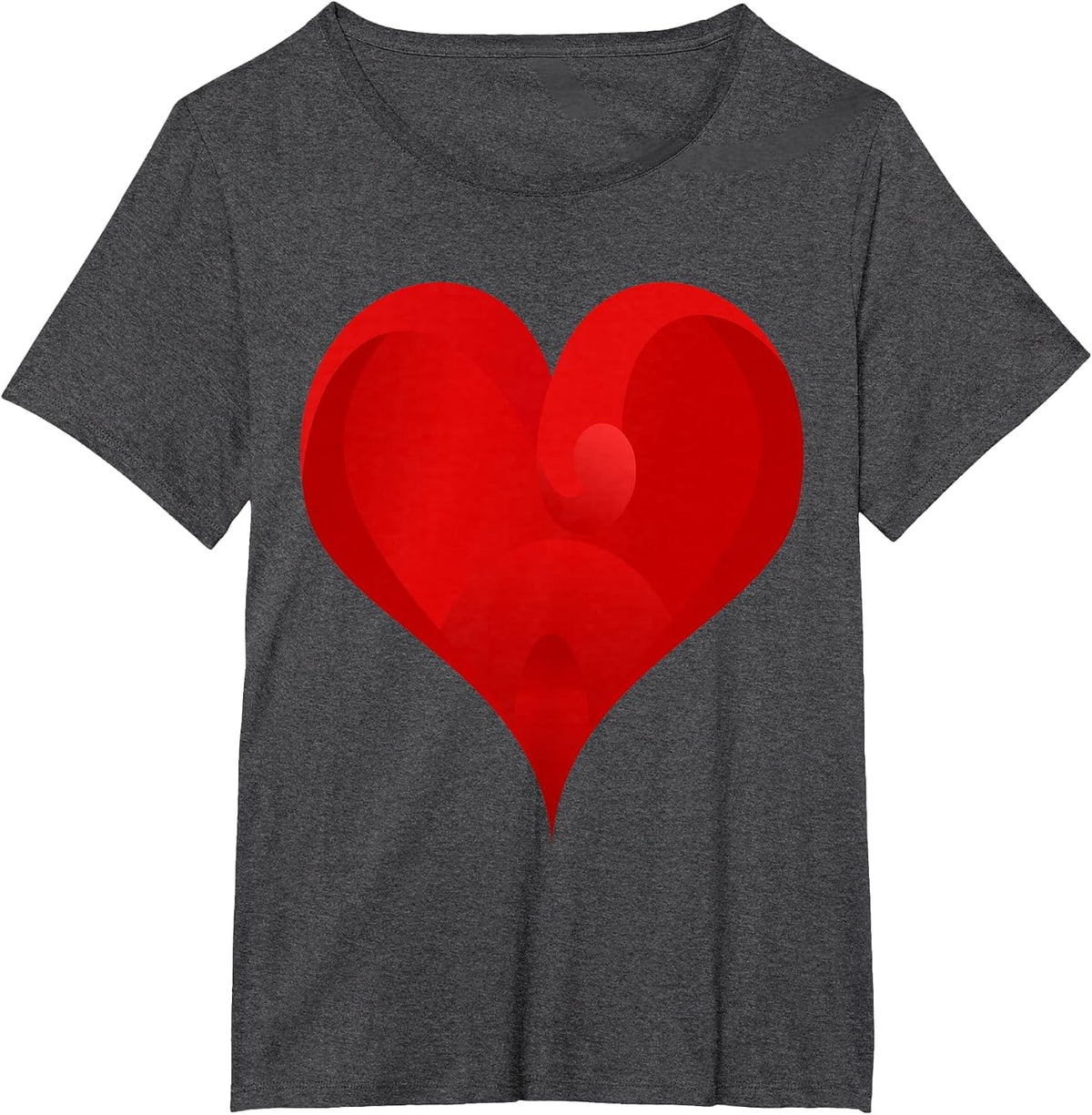 Big Red Heart T-Shirt - Dark Heather Grey