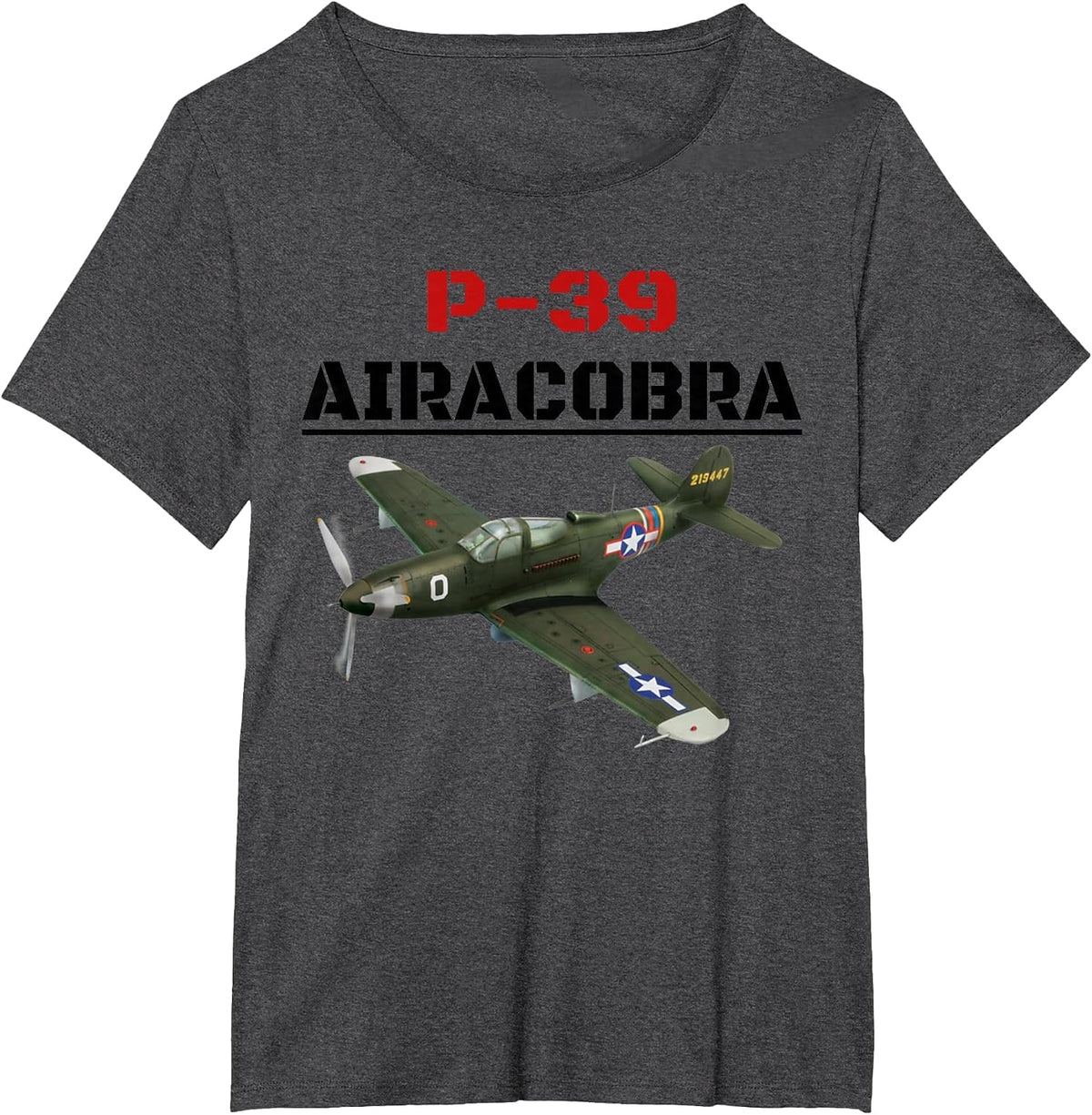 A Great P-39 Airacobra Aviation t-Shirt. T-Shirt - Dark Heather Grey
