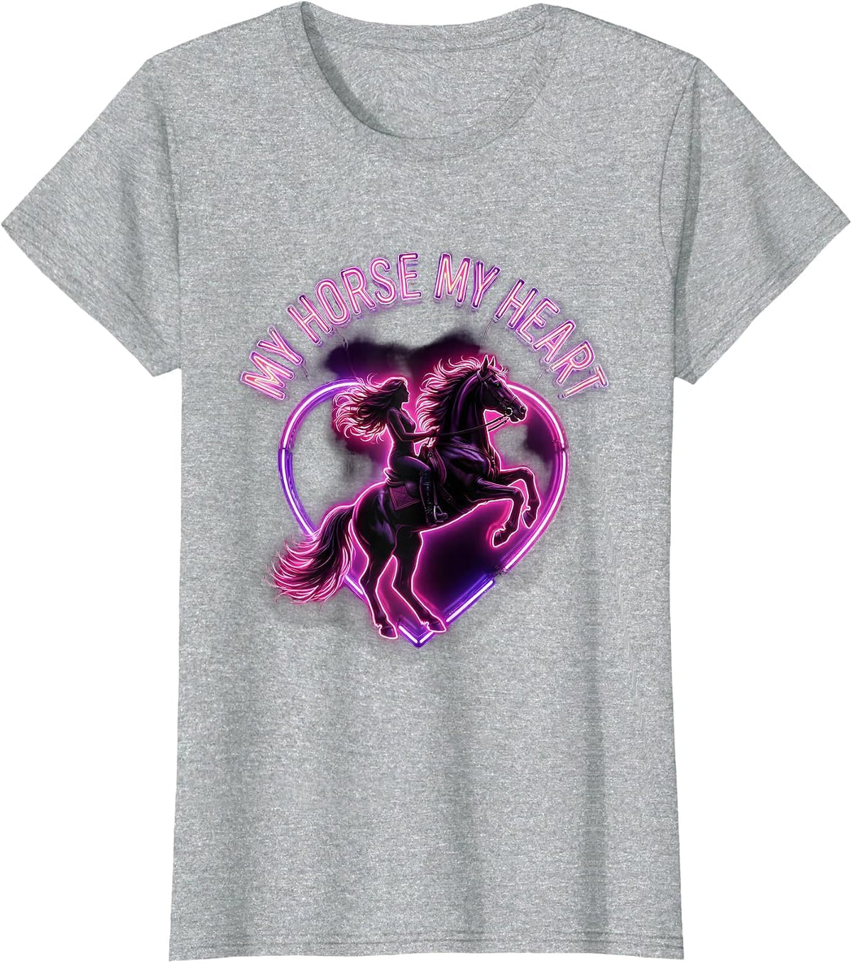 My Horse My Heart Horse Lover Design T-Shirt - Heather Grey