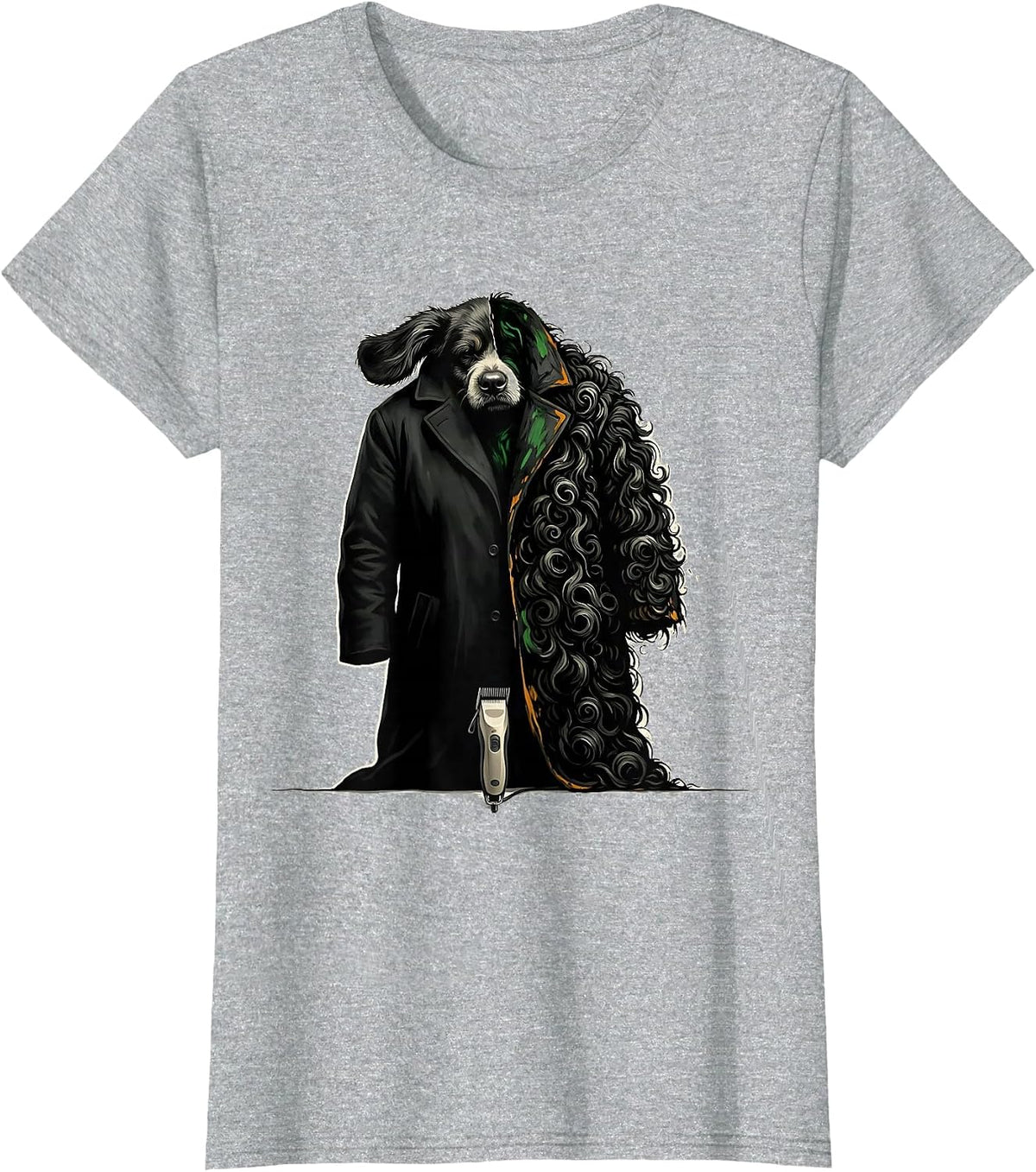 Sheepadoodle Coat Polish Poster Conceptual Dog Lover Humor T-Shirt - Heather Grey