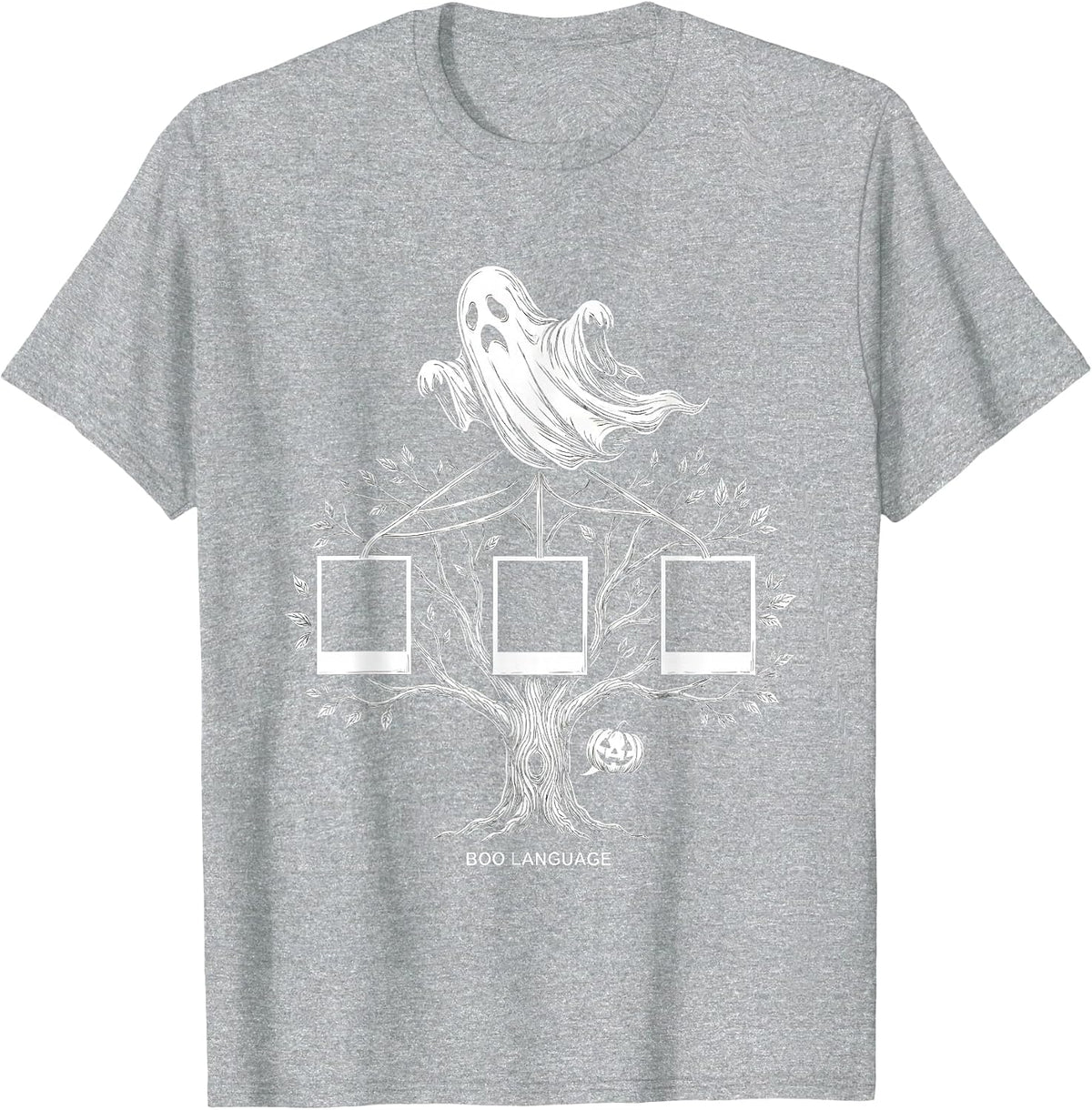 Men's Boo Language Funny Ghost Speech Therapy SLP Halloween T-Shirt - Heather Grey