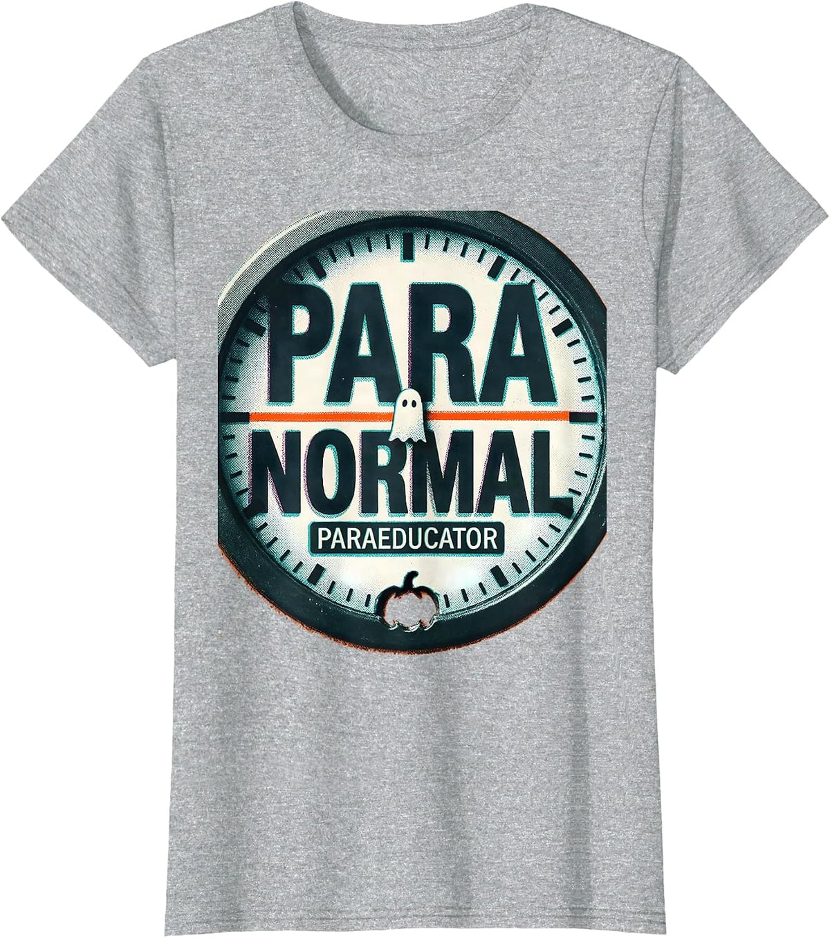 Women's Para Normal Paraeducator Risograph Halloween Para Teacher T-Shirt - Heather Grey