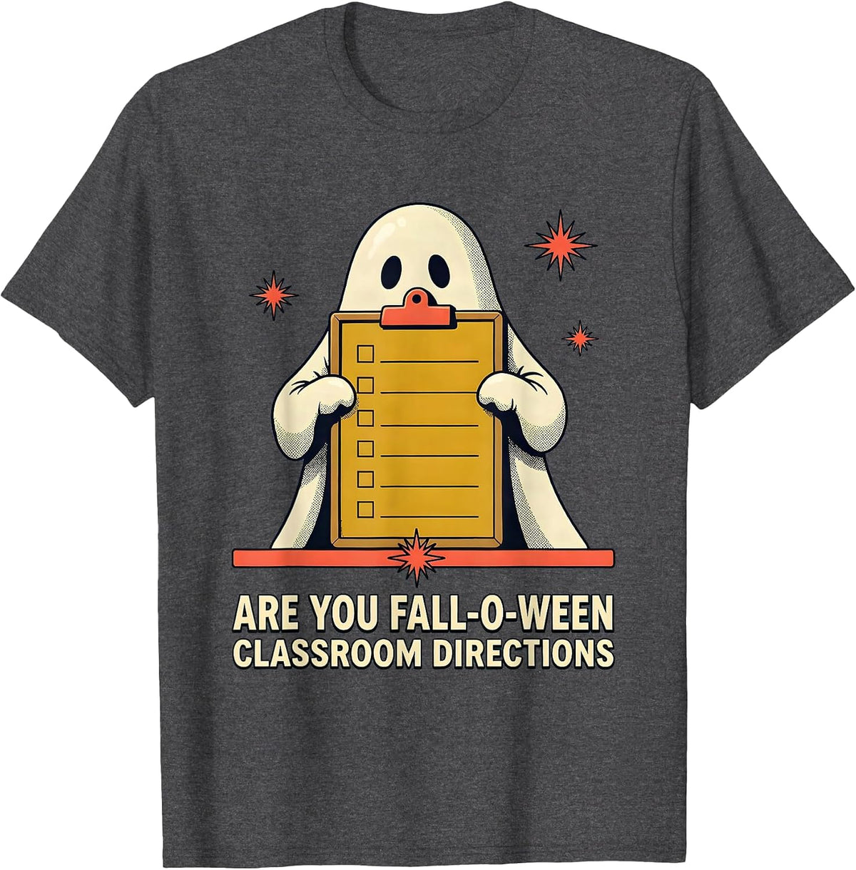 Men's Are You Fall-O-Ween Classroom Directions Teacher T-Shirt - Dark Heather Grey